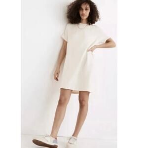 Madewell MWL Airyterry Sweatshirt Tee Dress Size Large Cream